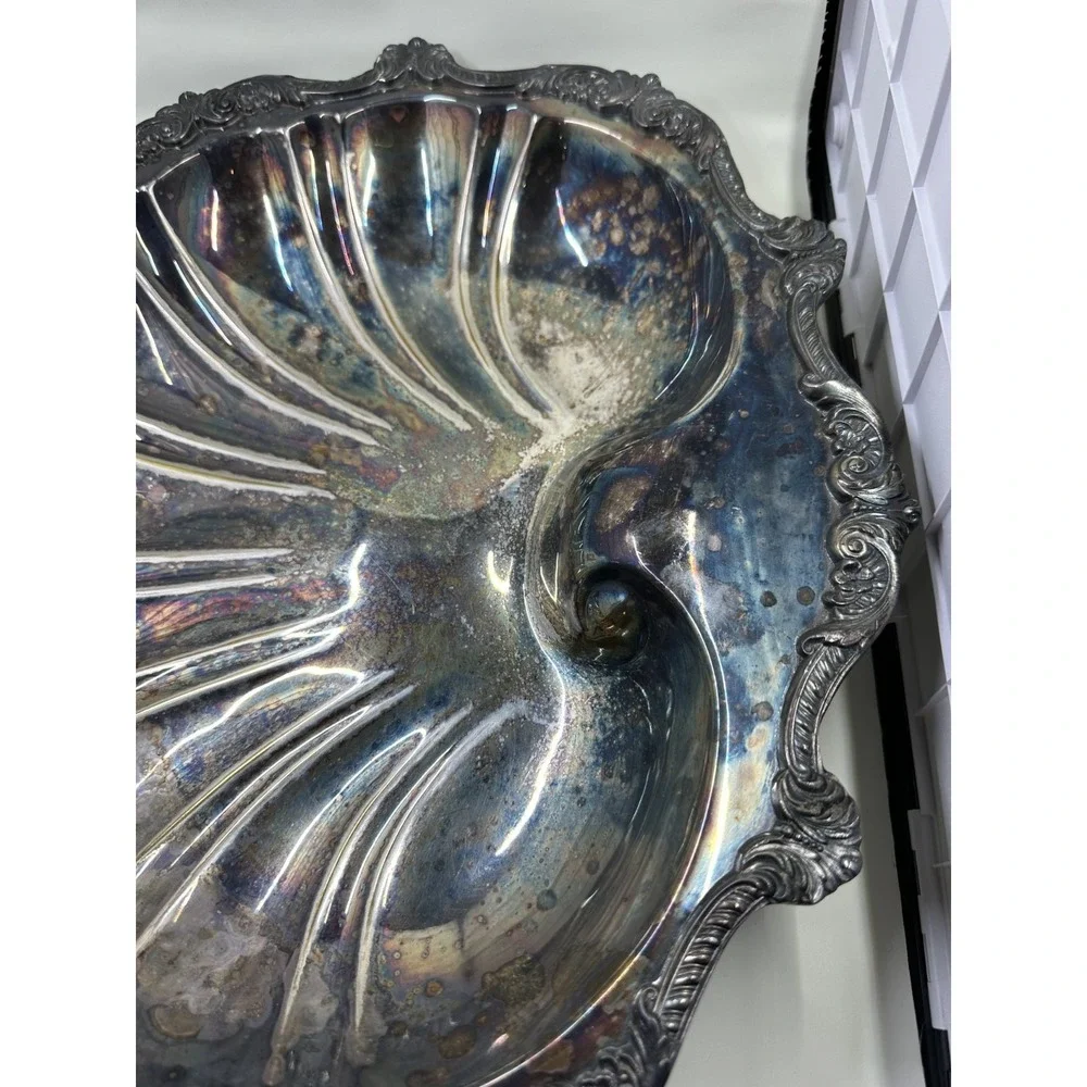 Poole Silver Plate Old English Shell‎ Centerpiece Bowl EPC Nautilus 5013